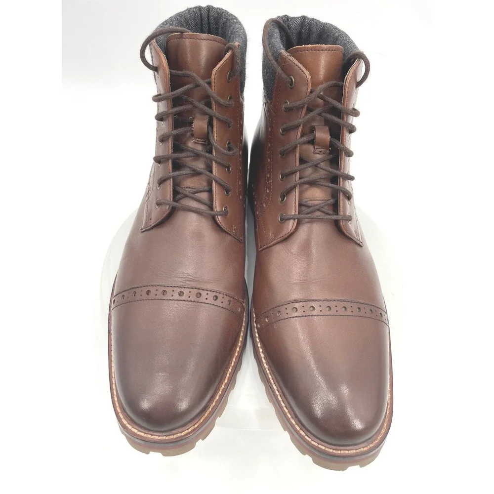 Warfield & Grand Porter Boots Mens 12 Brown Leather Brogue Cap Toe Lug Sole Gorp